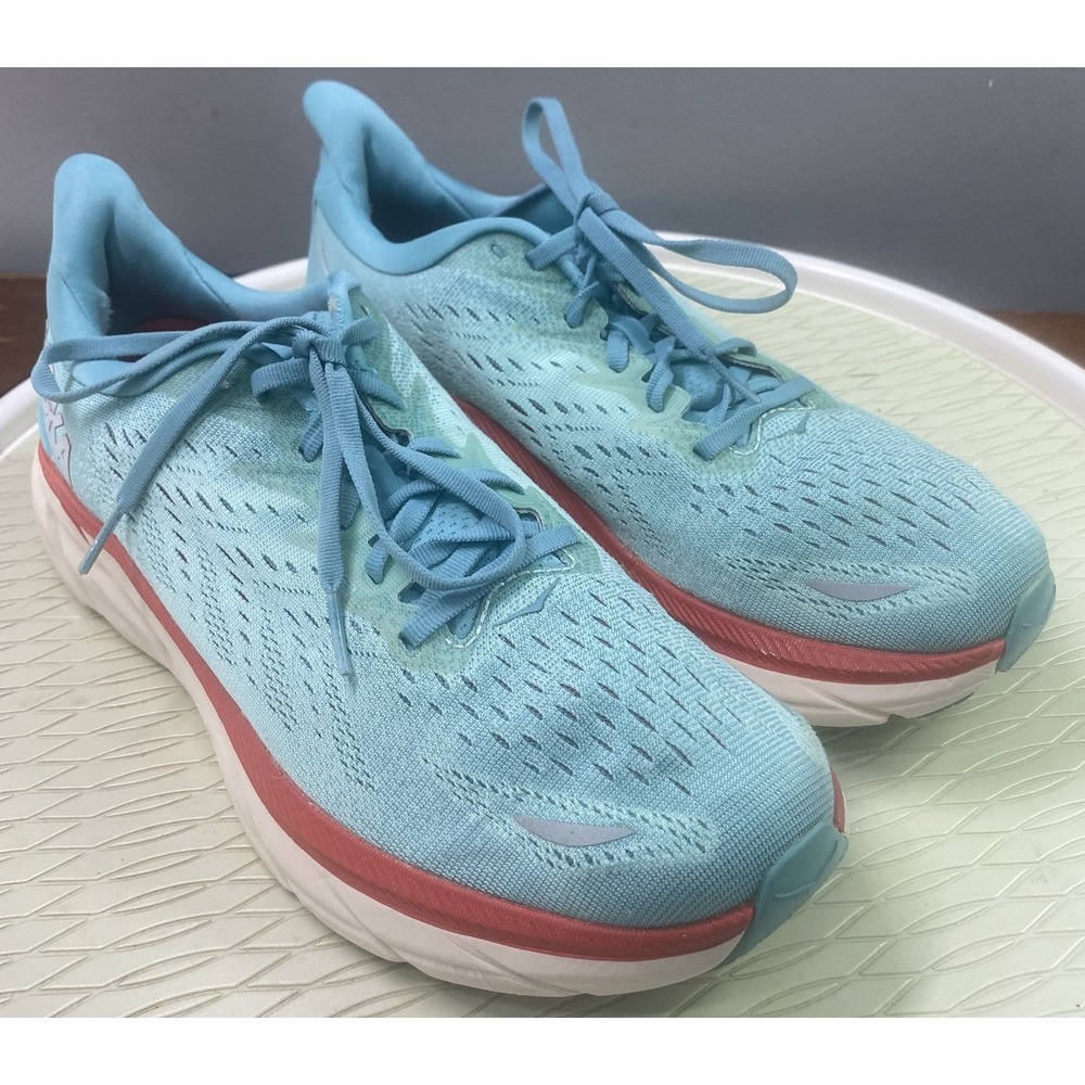 Hoka One One Clifton 8 Women Running Sneakers Blue Athletic Shoes 9.5 B